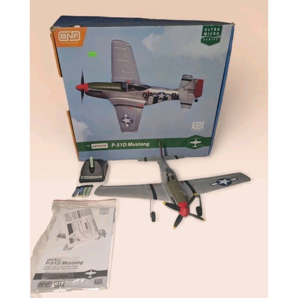 ParkZone P-51D Mustang Ultra Micro BNF RC Airplane AS3X w/ Box Battery Charger